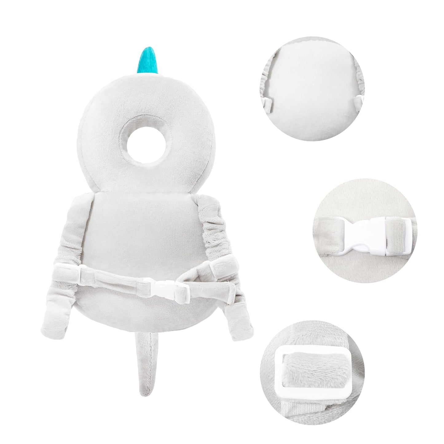 Baby Back Potection Toddler Safety Protector Cushion Pad Toddler Backpack for Crawling Walking Adjustable Toddlers Back Safety Pad for Boys and Girls(Grey Dinosaur)