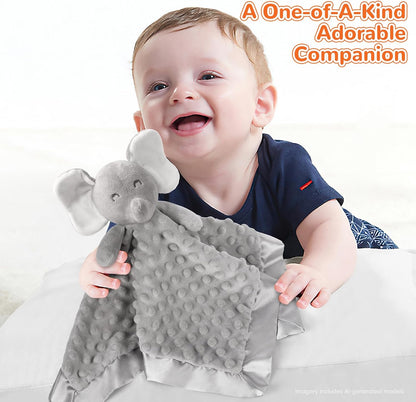 Baby Security Blanket, Soft Baby Lovey Toy Blanket for Boys and Girls, Snuggle Toy Lovie Newborn Gift, Unisex Baby Plush Gray Elephant 16 Inch