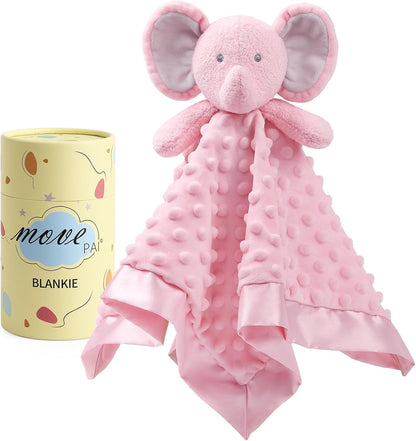 Baby Security Blanket, Soft Baby Lovey Toy Blanket for Girls, Snuggle Toy Lovie Newborn Gift, Stuffed Animals Pink Elephant 16 Inch