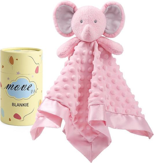 Baby Security Blanket, Soft Baby Lovey Toy Blanket for Girls, Snuggle Toy Lovie Newborn Gift, Stuffed Animals Pink Elephant 16 Inch