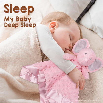 Baby Security Blanket, Soft Baby Lovey Toy Blanket for Girls, Snuggle Toy Lovie Newborn Gift, Stuffed Animals Pink Elephant 16 Inch