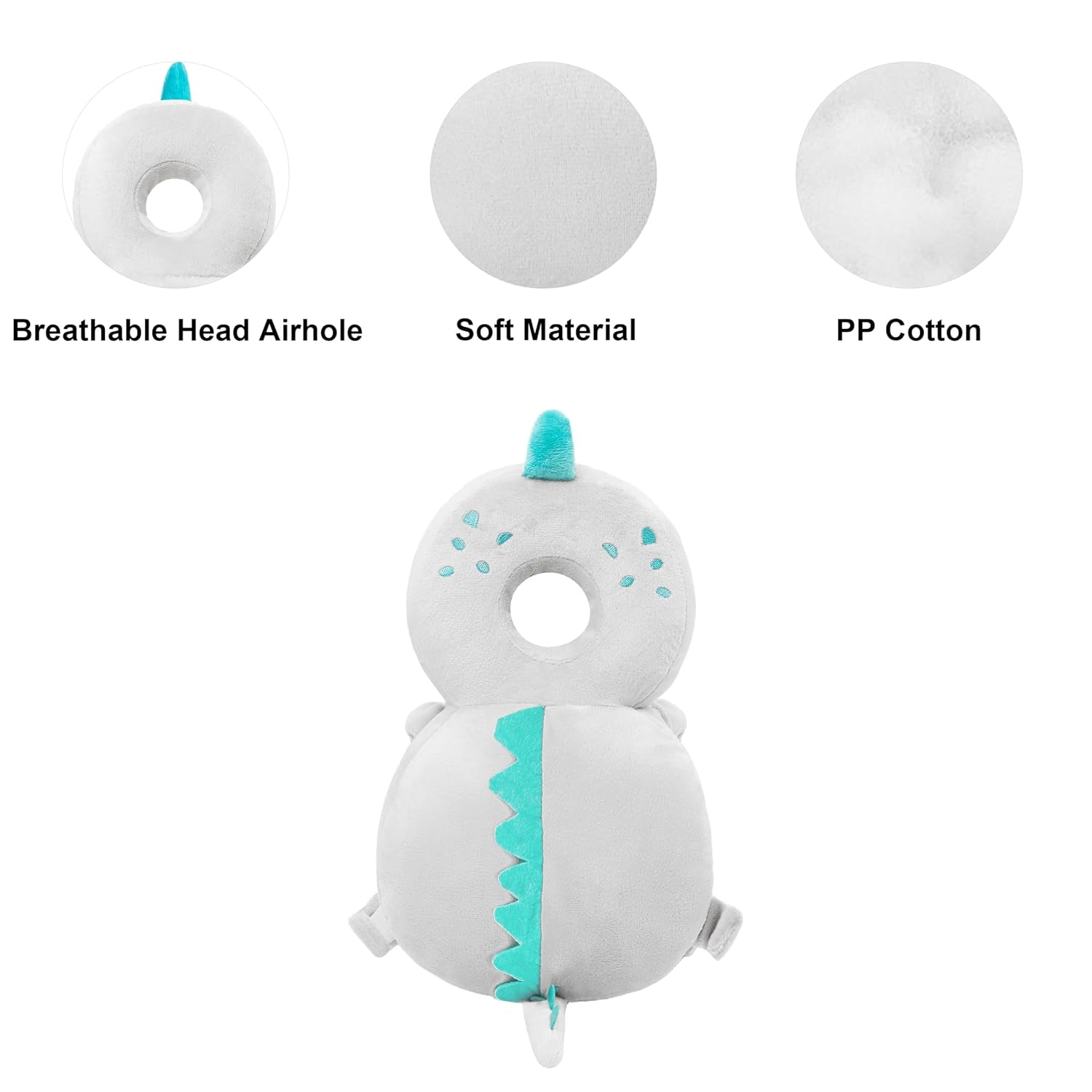 Baby Back Potection Toddler Safety Protector Cushion Pad Toddler Backpack for Crawling Walking Adjustable Toddlers Back Safety Pad for Boys and Girls(Grey Dinosaur)