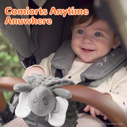Baby Security Blanket, Soft Baby Lovey Toy Blanket for Boys and Girls, Snuggle Toy Lovie Newborn Gift, Unisex Baby Plush Gray Elephant 16 Inch