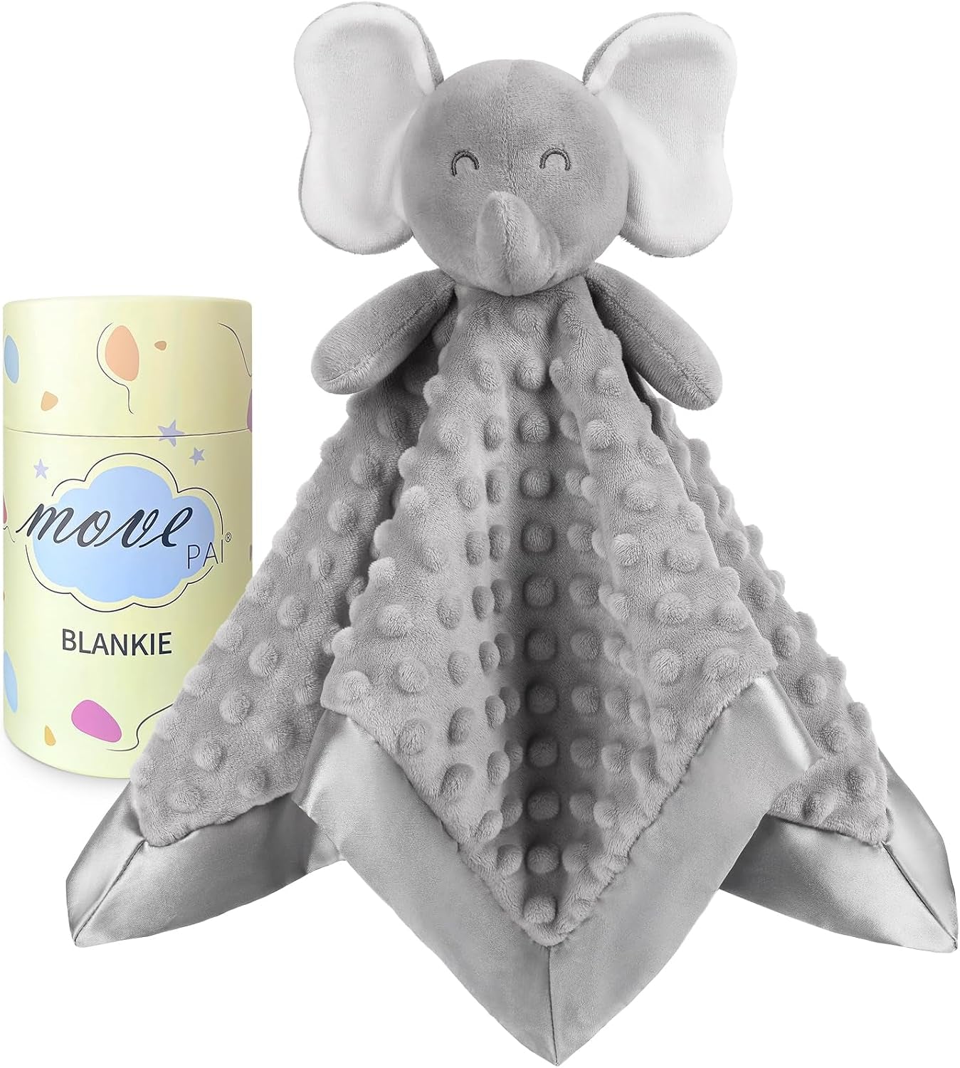 Baby Security Blanket, Soft Baby Lovey Toy Blanket for Boys and Girls, Snuggle Toy Lovie Newborn Gift, Unisex Baby Plush Gray Elephant 16 Inch