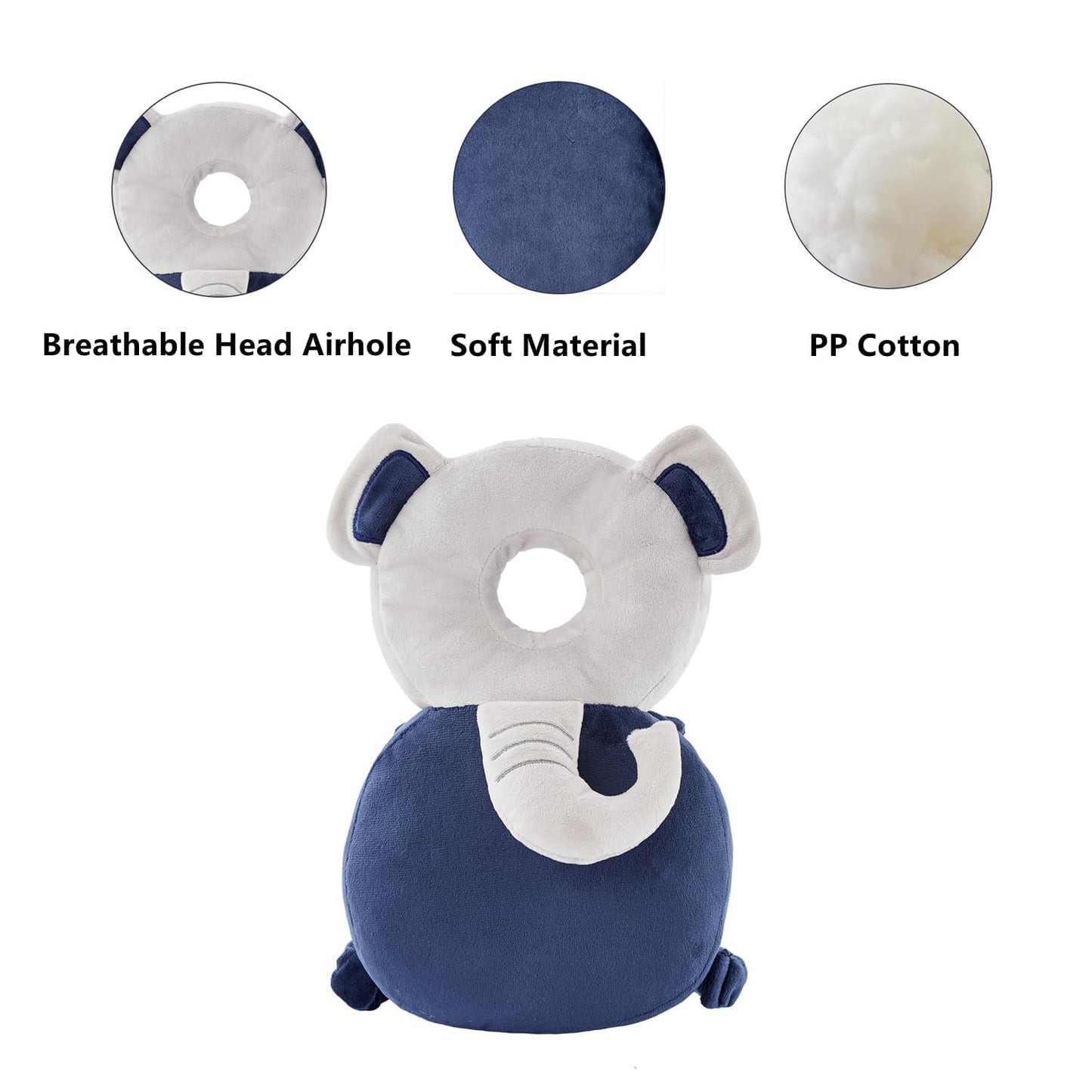 Baby Back Potection Toddler Safety Protector Cushion Pad Toddler Backpack for Crawling Walking Adjustable Toddlers Back Safety Pad for Boys and Girls(Elephant)